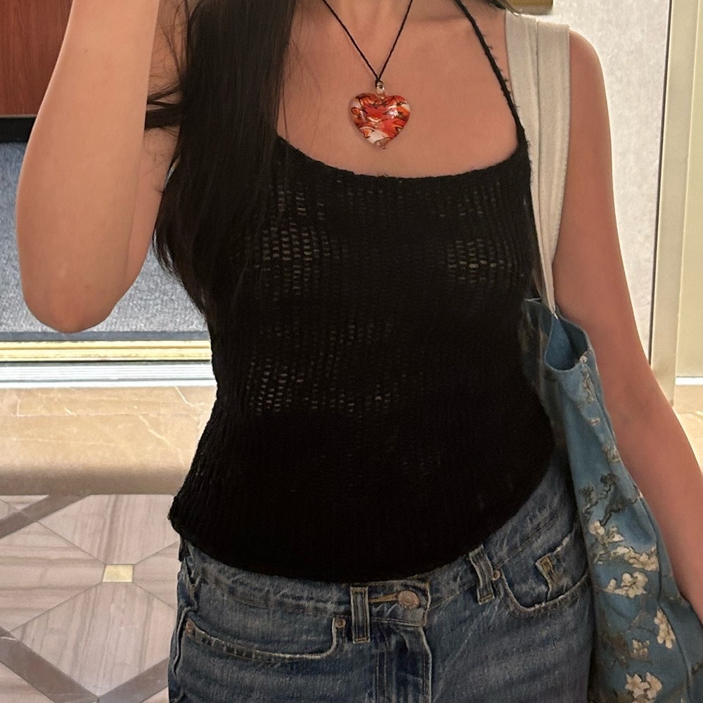 Knit black halter top